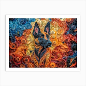 Belgian Malinois Paper Quilling Dog Portrait Art Print