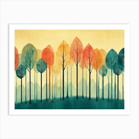 Water color minimal graphic forest Art Print