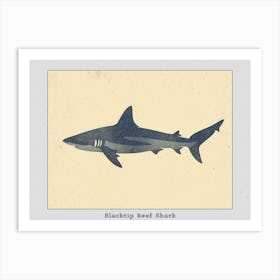 Blacktip Reef Shark Silhouette 6 Poster Art Print