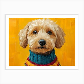 Labradoodle Wearing Sweater Art Print