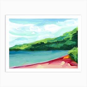 Lush Tropical Beach And Ocean Landscape Art Print