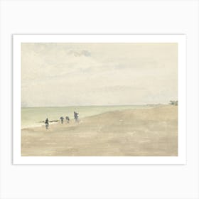 Vintage Painting People On The Beach 1 Art Print