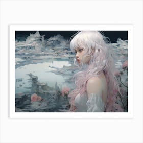 Girl With Pink Hair Art Print