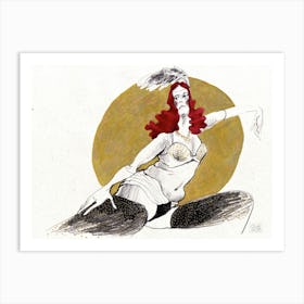 Hand Drawing of Burlesque Dancer In Lingerie Art Print