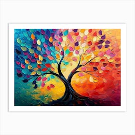 Elegant Colorful Tree With Vibrant Leaves Hanging Branches 15 Art Print