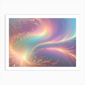 Abstract Background With Swirling, Feathery Forms In Shades Of Pink, Blue, And Gold, Creating A Celestial And Ethereal Effect Art Print