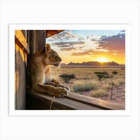 Lion At Sunset Art Print