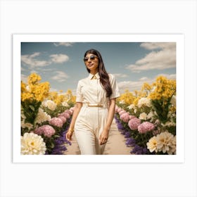 woman in Flower Field Art Print