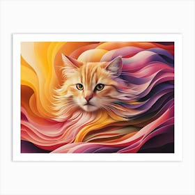 Abstract Cat Painting Art Print