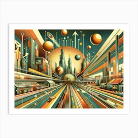 Abstract Futuristic City Art Print