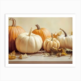 Pumpkins On A Table 3 Art Print