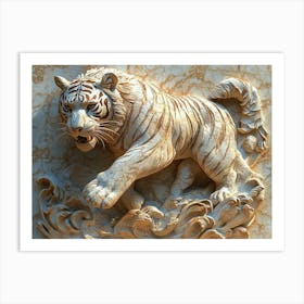 Tiger On Marble Art Print