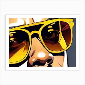 Man In Glasses In Yellow and Brown Colors 2 Art Print