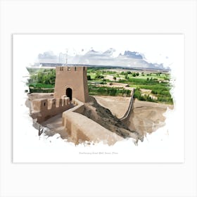 Overhanging Great Wall, Gansu, China Art Print