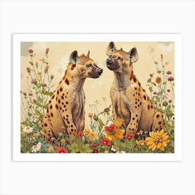 Floral Animal Illustration Hyena 1 Art Print