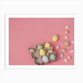 Easter Eggs On Pink Background Art Print