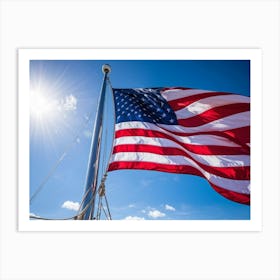 An American Flag Mid Billow Red And White Stripes Gleaming In The Wind Blue Star Field Sailing Ag 2 1 Art Print