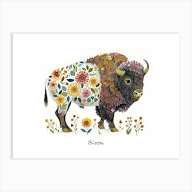 Little Floral Bison 1 Poster Art Print