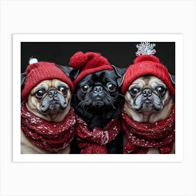 Christmas Pugs 1 Art Print