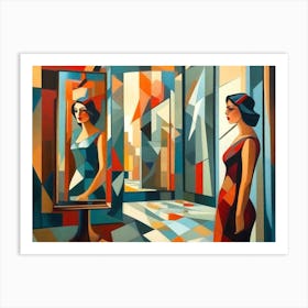 Woman In A Mirror 4 Art Print