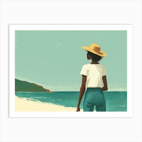 Illustration of an African American woman at the beach 13 Art Print