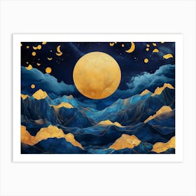 Full Moon Over Mountains Art Print