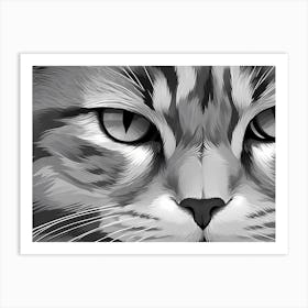 A Vector Art Piece Using A Monochromatic Palette Of Shades Of Gray Cat Eyes Art Print