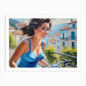 Girl With A Bike Art Print