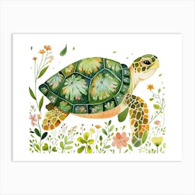 Little Floral Sea Turtle 4 Art Print