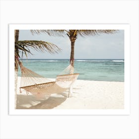 White Sand Beach Hammock Art Print