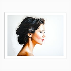 Side Profile Of Beautiful Woman Oil Painting 27 Art Print