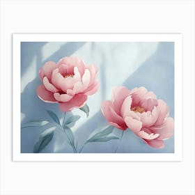 Designation Featuring 3d Watercolor Peonies in Rose Colors Art Print