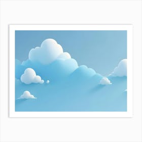 Cute Cartoon Clouds In A Blue Sky Art Print