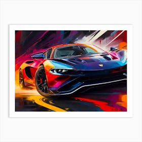 Super Car Front Close Up - Abstract Color Painting Art Print