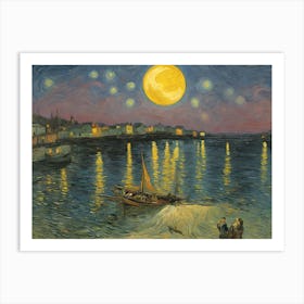 Starry Night Over The Moon Art Print