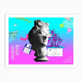 Retrowave 80s: W2.0, 1987 (synthwave/vaporwave/retrowave/cyberpunk) — aesthetic poster, retrowave poster, neon poster, Memphis Design Art Print