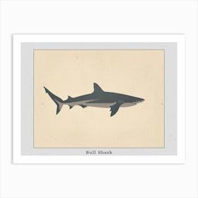 Bull Shark Grey Silhouette 6 Poster Art Print