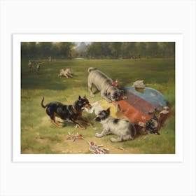 Vintage Dogs Playing In The Park Art Print