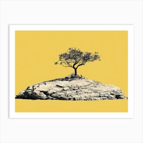 Tree On A Rock Art Print