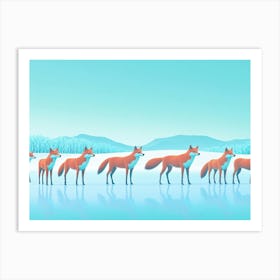 Foxes In The Snow Art Print