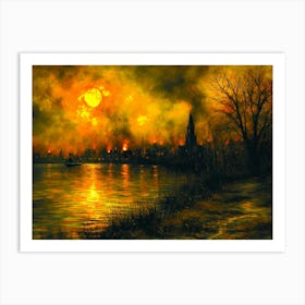 City by the river Art Print