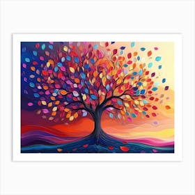 Colorful Tree with Multicolor Leaves 7 Art Print