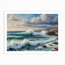 Power and Grace on the Edge of the World Waves Crashing On Rocks Art Print