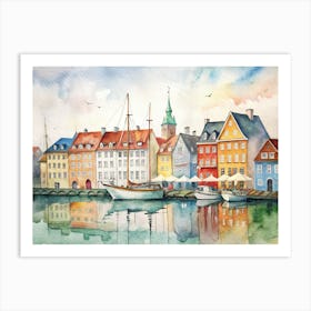 Watercolor Of Copenhagen Art Print