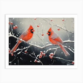 Cardinals In The Snow Art Print