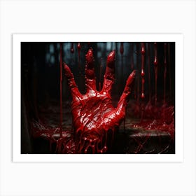 Creepy Texture Focused Close Up Of A Bloody Handprint Oozing Texture Macabre Shadows Accentuating (4) Art Print