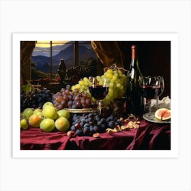 Wine And Grapes Art Print