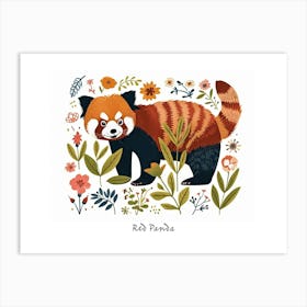 Little Floral Red Panda 2 Poster Art Print