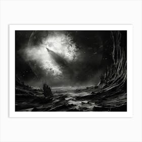 Interstellar Voyage Abstract Black And White 4 Art Print
