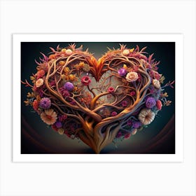 Heart Shaped Tree With Flowers 1 Art Print